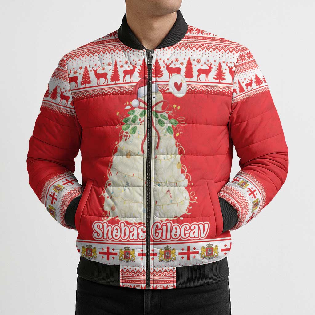 Georgia Christmas Chichilaki Bomber Puffer Jacket Celebrate Georgian Tradition - Wonder Print Shop