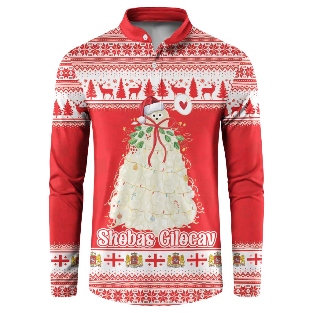 Georgia Christmas Chichilaki Button Sweatshirt Celebrate Georgian Tradition - Wonder Print Shop