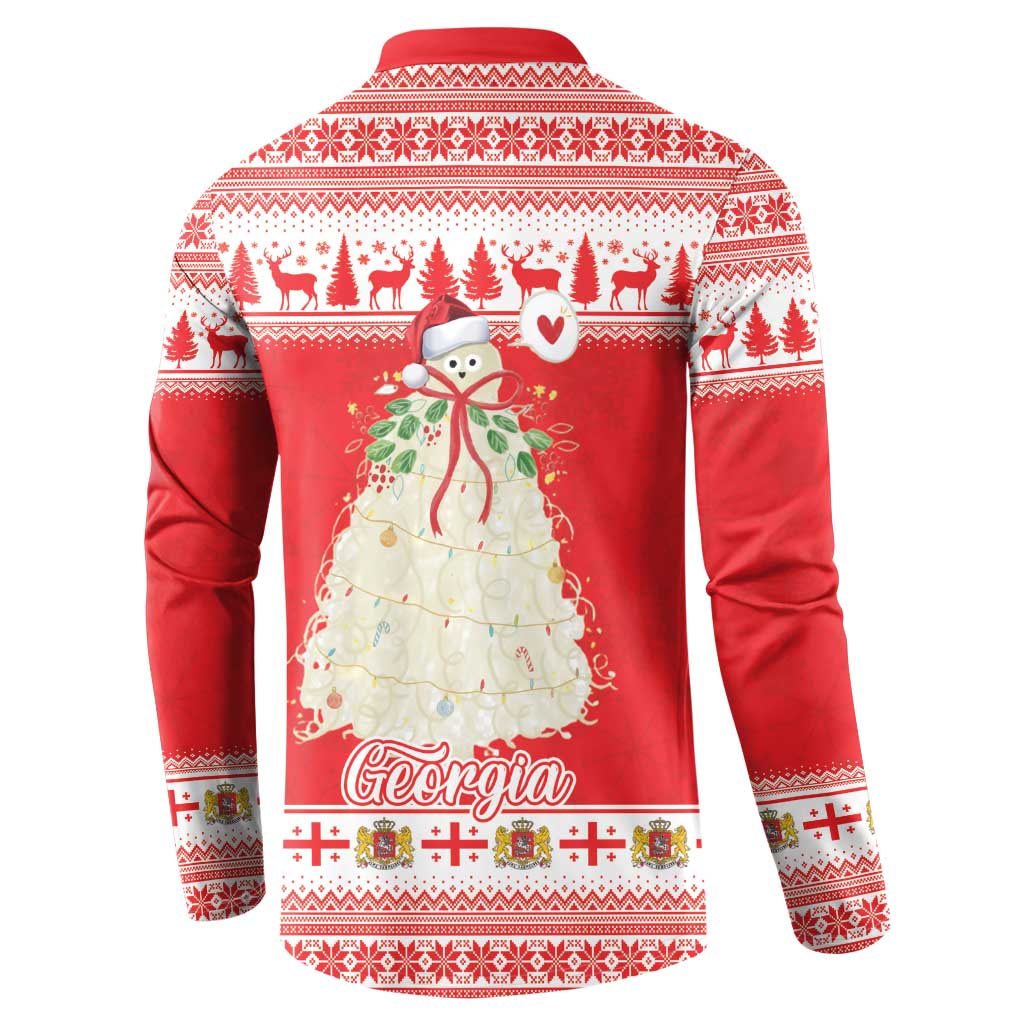 Georgia Christmas Chichilaki Button Sweatshirt Celebrate Georgian Tradition - Wonder Print Shop