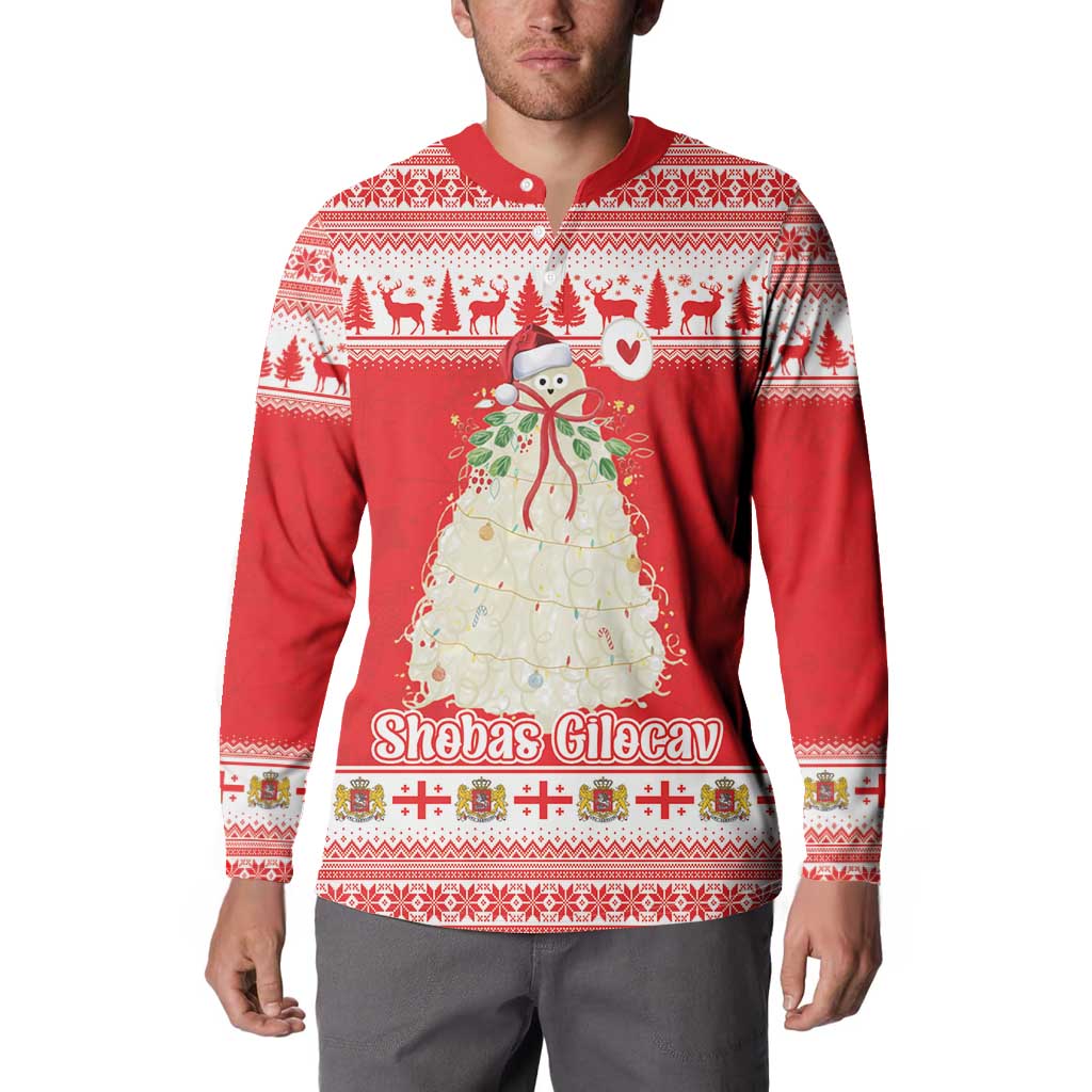 Georgia Christmas Chichilaki Button Sweatshirt Celebrate Georgian Tradition - Wonder Print Shop