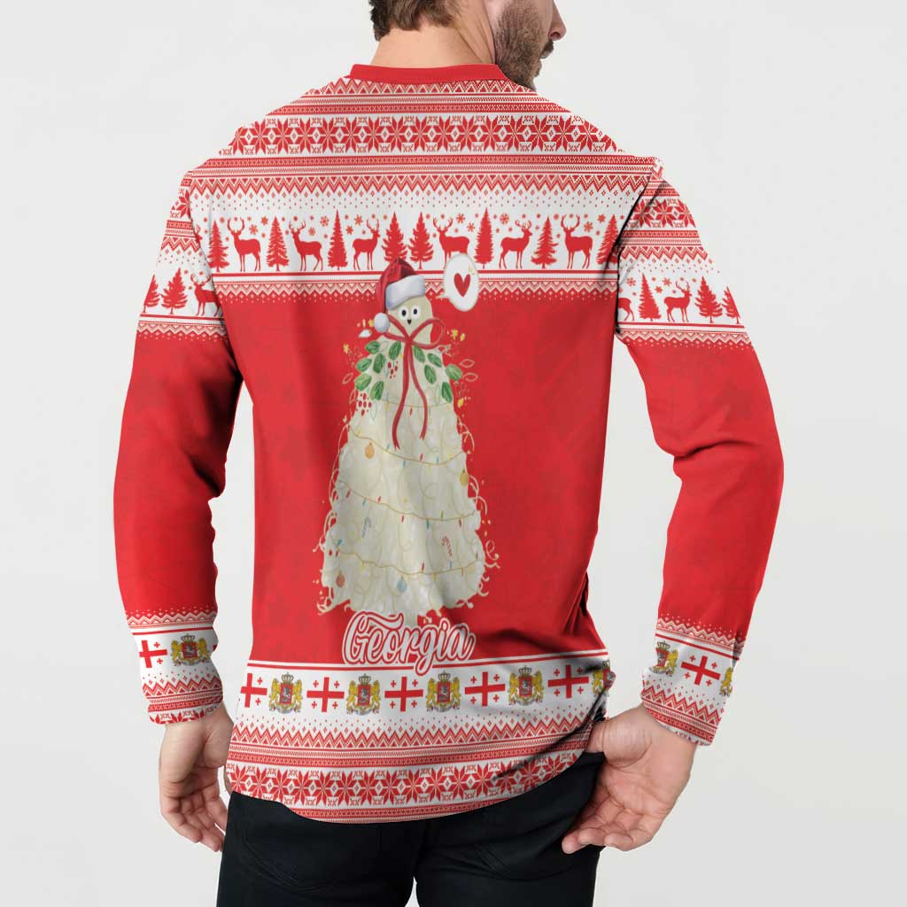 Georgia Christmas Chichilaki Button Sweatshirt Celebrate Georgian Tradition - Wonder Print Shop