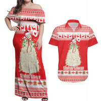 Georgia Christmas Chichilaki Couples Matching Off Shoulder Maxi Dress and Hawaiian Shirt Celebrate Georgian Tradition - Wonder Print Shop