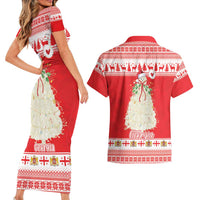 Georgia Christmas Chichilaki Couples Matching Short Sleeve Bodycon Dress and Hawaiian Shirt Celebrate Georgian Tradition - Wonder Print Shop
