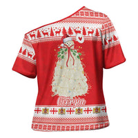 Georgia Christmas Chichilaki Cross Shoulder Shirt Celebrate Georgian Tradition - Wonder Print Shop