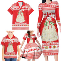 Georgia Christmas Chichilaki Family Matching Long Sleeve Bodycon Dress and Hawaiian Shirt Celebrate Georgian Tradition - Wonder Print Shop