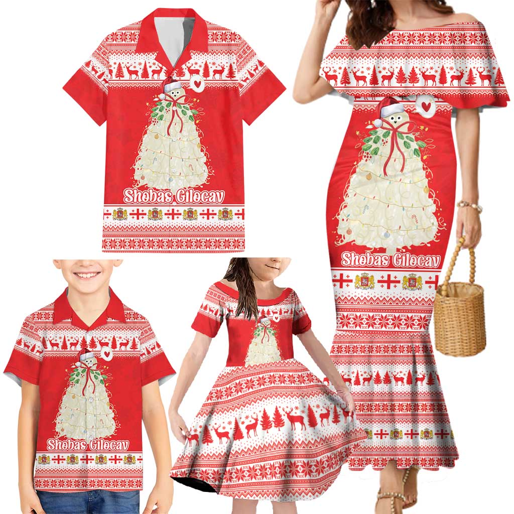Georgia Christmas Chichilaki Family Matching Mermaid Dress and Hawaiian Shirt Celebrate Georgian Tradition - Wonder Print Shop