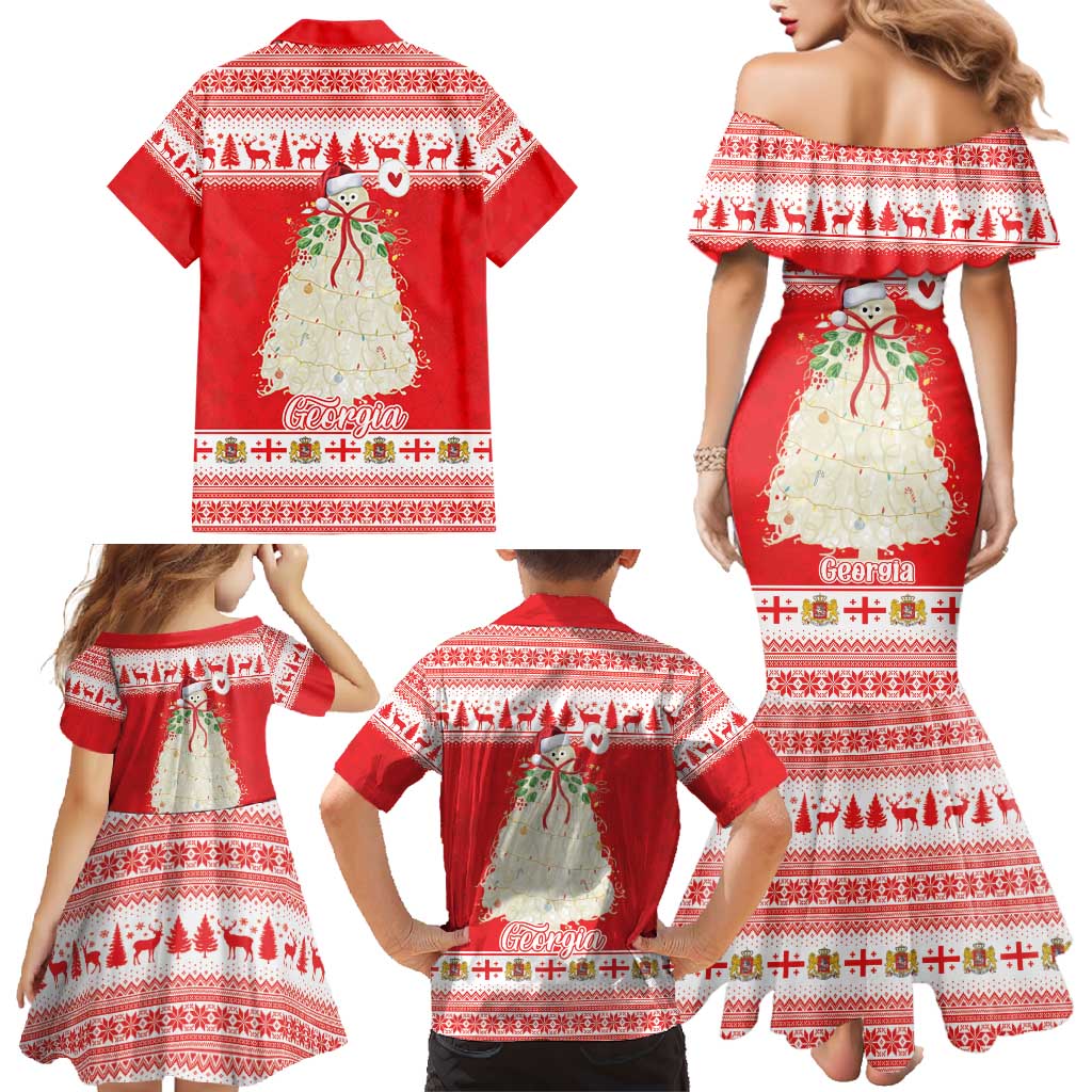 Georgia Christmas Chichilaki Family Matching Mermaid Dress and Hawaiian Shirt Celebrate Georgian Tradition - Wonder Print Shop