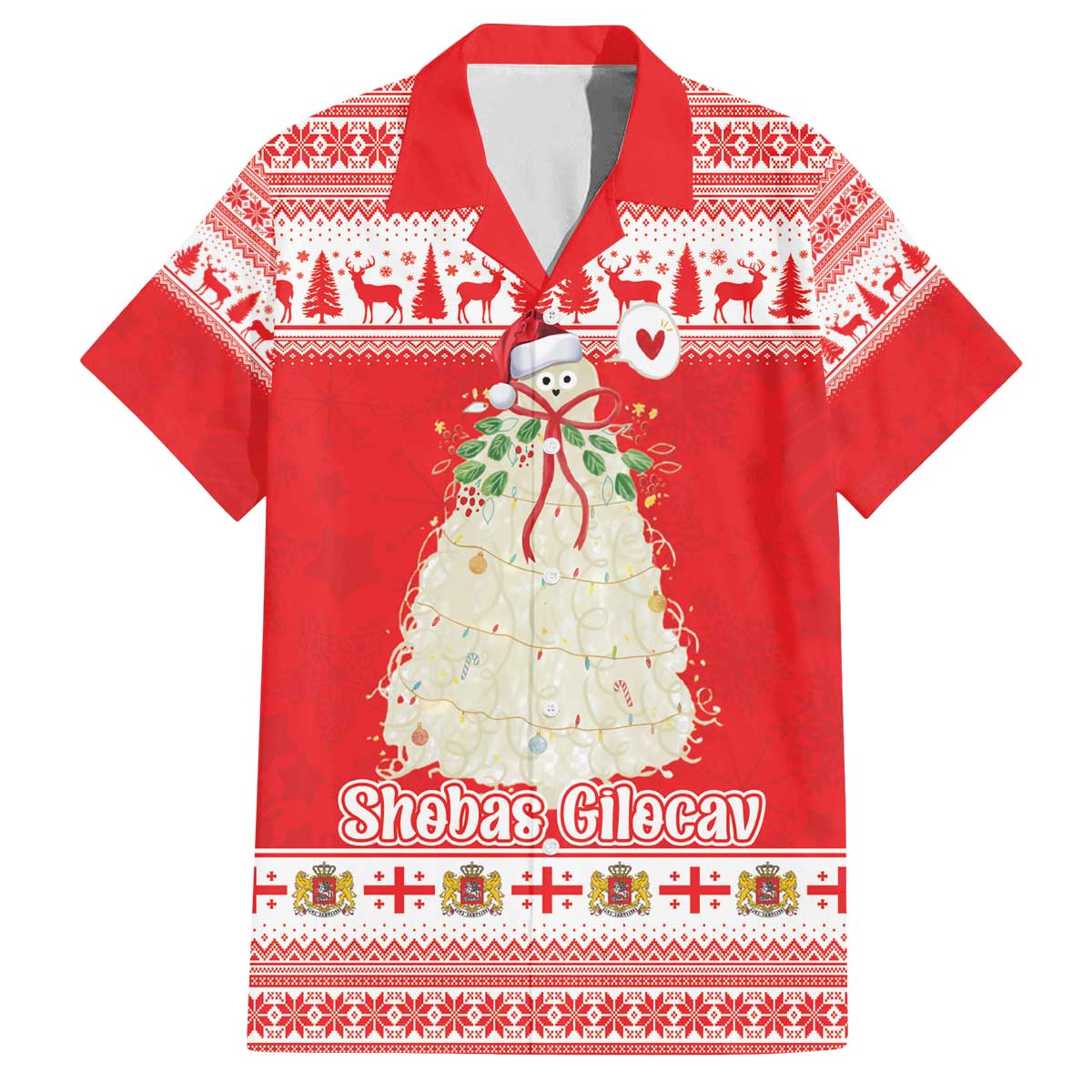 Georgia Christmas Chichilaki Family Matching Off The Shoulder Long Sleeve Dress and Hawaiian Shirt Celebrate Georgian Tradition - Wonder Print Shop