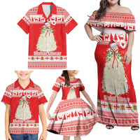 Georgia Christmas Chichilaki Family Matching Off Shoulder Maxi Dress and Hawaiian Shirt Celebrate Georgian Tradition - Wonder Print Shop