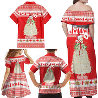 Georgia Christmas Chichilaki Family Matching Off Shoulder Maxi Dress and Hawaiian Shirt Celebrate Georgian Tradition - Wonder Print Shop