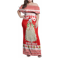 Georgia Christmas Chichilaki Family Matching Off Shoulder Maxi Dress and Hawaiian Shirt Celebrate Georgian Tradition - Wonder Print Shop