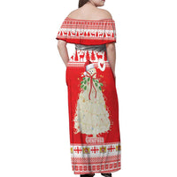 Georgia Christmas Chichilaki Family Matching Off Shoulder Maxi Dress and Hawaiian Shirt Celebrate Georgian Tradition - Wonder Print Shop