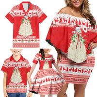 Georgia Christmas Chichilaki Family Matching Off Shoulder Short Dress and Hawaiian Shirt Celebrate Georgian Tradition - Wonder Print Shop