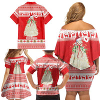 Georgia Christmas Chichilaki Family Matching Off Shoulder Short Dress and Hawaiian Shirt Celebrate Georgian Tradition - Wonder Print Shop