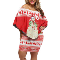 Georgia Christmas Chichilaki Family Matching Off Shoulder Short Dress and Hawaiian Shirt Celebrate Georgian Tradition - Wonder Print Shop