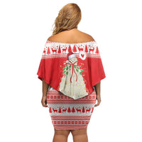 Georgia Christmas Chichilaki Family Matching Off Shoulder Short Dress and Hawaiian Shirt Celebrate Georgian Tradition - Wonder Print Shop