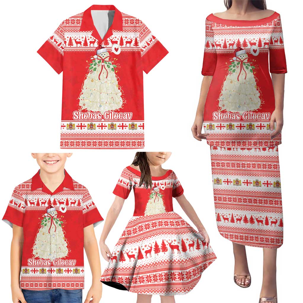Georgia Christmas Chichilaki Family Matching Puletasi and Hawaiian Shirt Celebrate Georgian Tradition - Wonder Print Shop