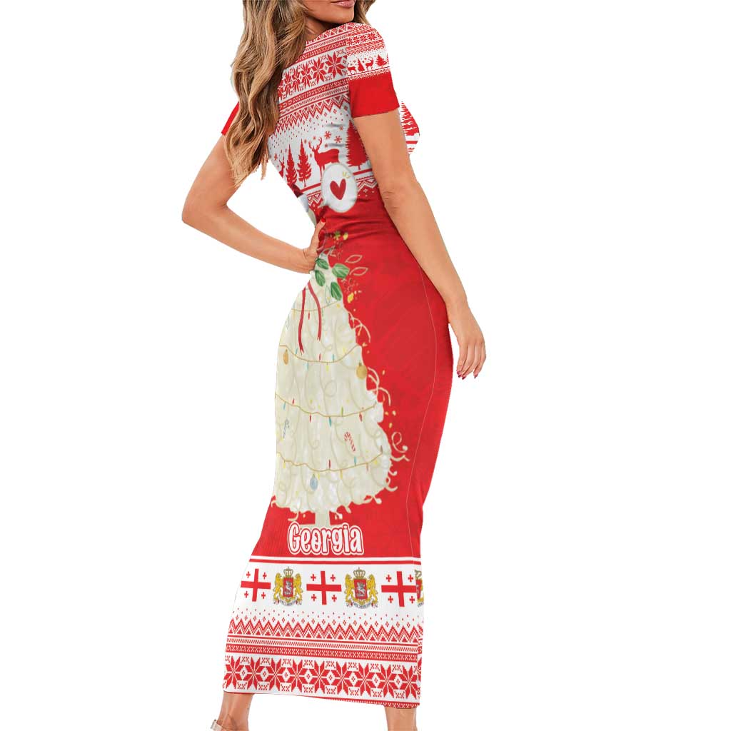 Georgia Christmas Chichilaki Family Matching Short Sleeve Bodycon Dress and Hawaiian Shirt Celebrate Georgian Tradition - Wonder Print Shop