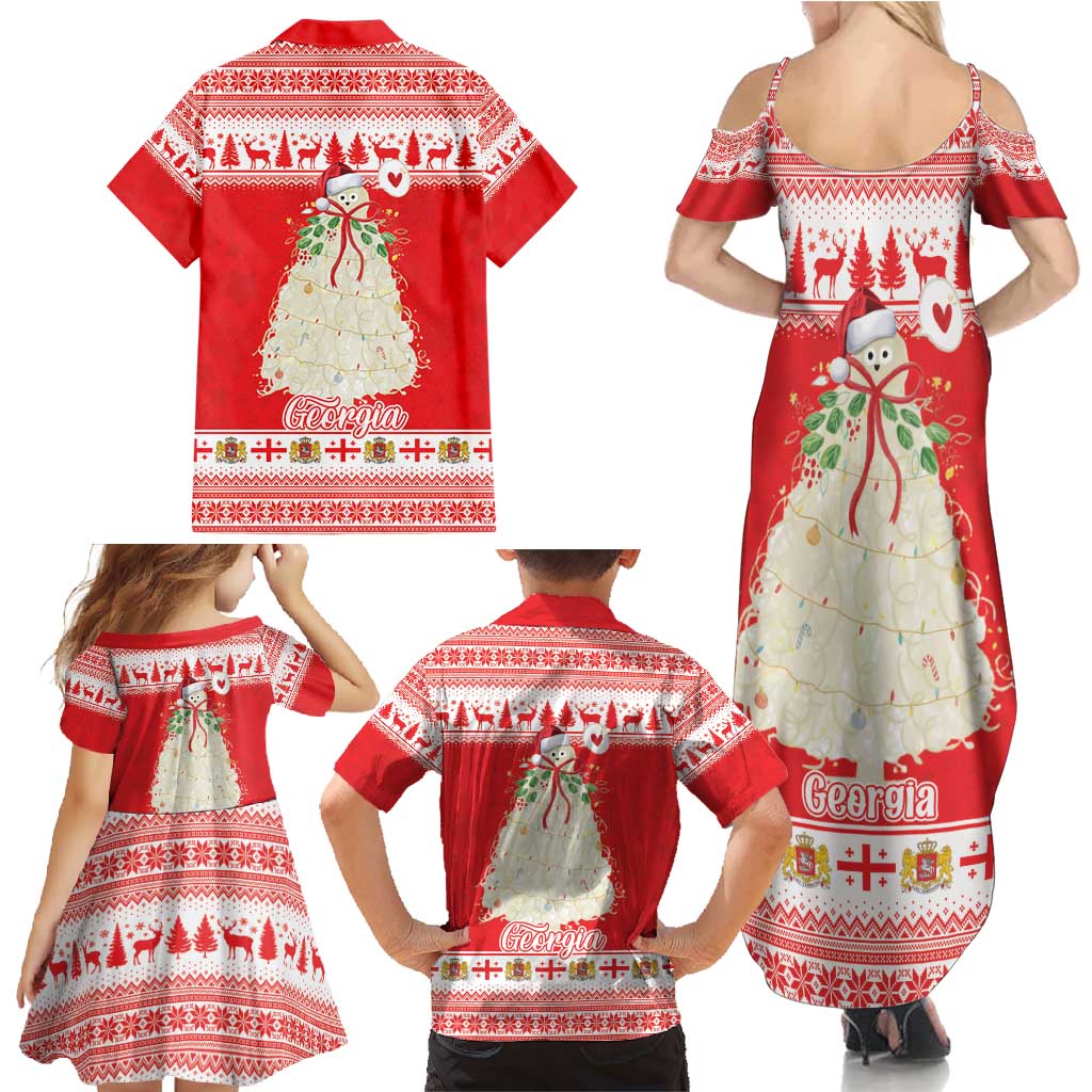 Georgia Christmas Chichilaki Family Matching Summer Maxi Dress and Hawaiian Shirt Celebrate Georgian Tradition - Wonder Print Shop