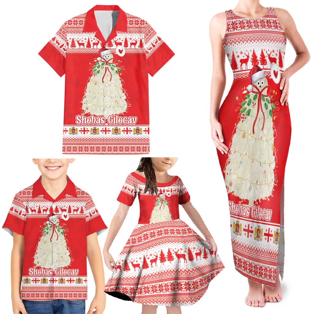 Georgia Christmas Chichilaki Family Matching Tank Maxi Dress and Hawaiian Shirt Celebrate Georgian Tradition - Wonder Print Shop