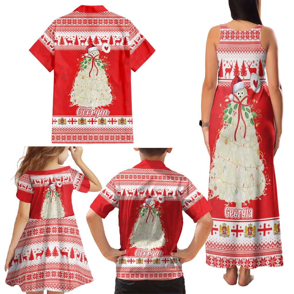 Georgia Christmas Chichilaki Family Matching Tank Maxi Dress and Hawaiian Shirt Celebrate Georgian Tradition - Wonder Print Shop