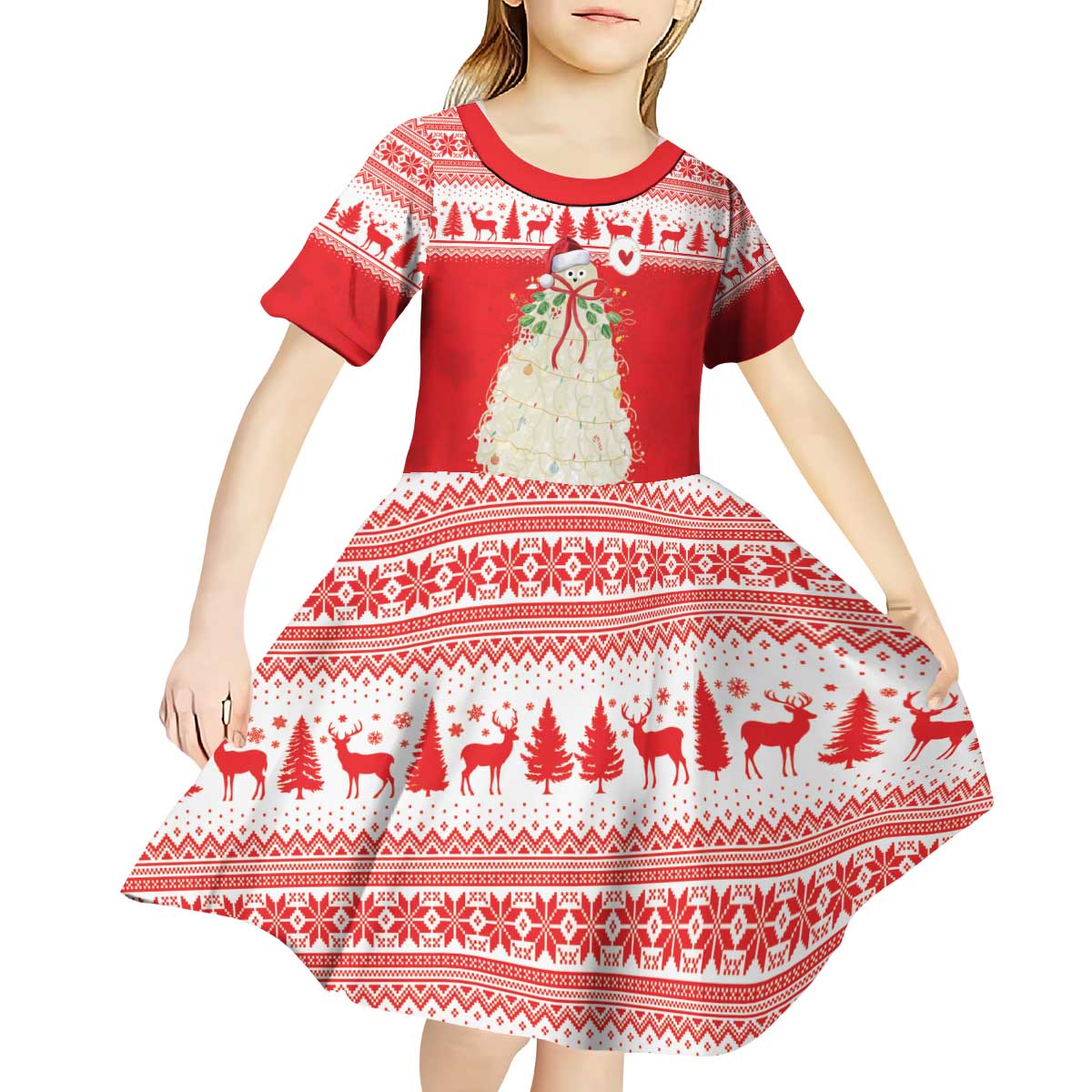 Georgia Christmas Chichilaki Kid Short Sleeve Dress Celebrate Georgian Tradition - Wonder Print Shop