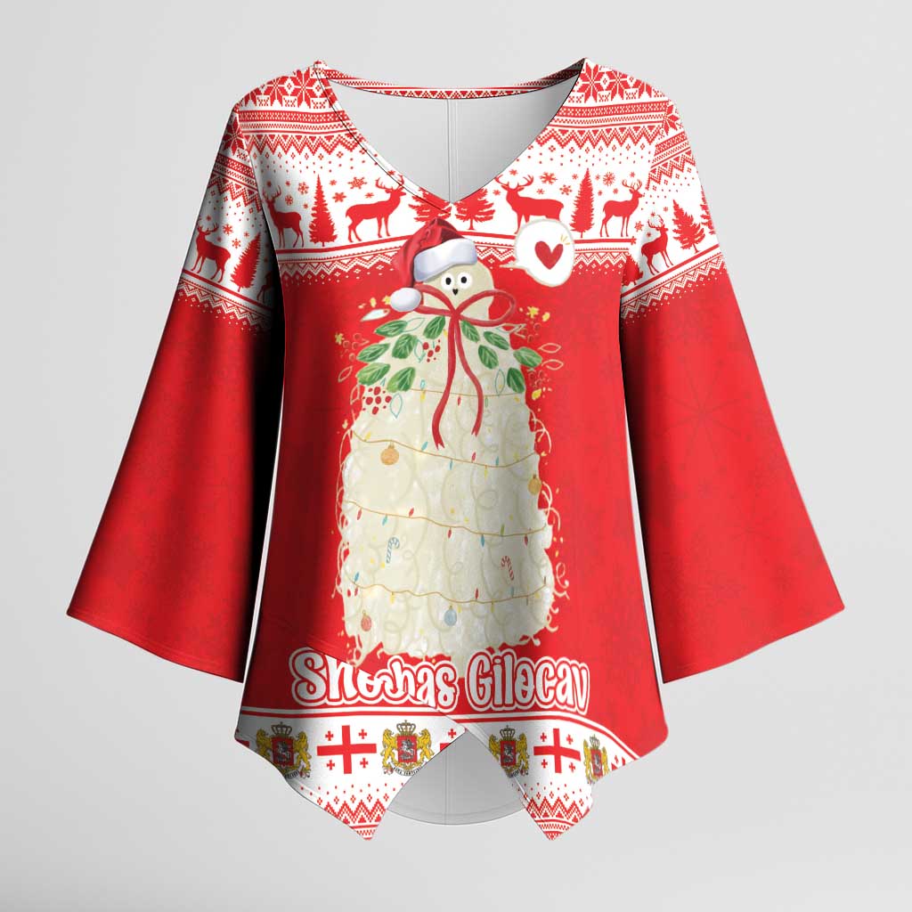 Georgia Christmas Chichilaki Kimono Sleeve Blouse Celebrate Georgian Tradition - Wonder Print Shop