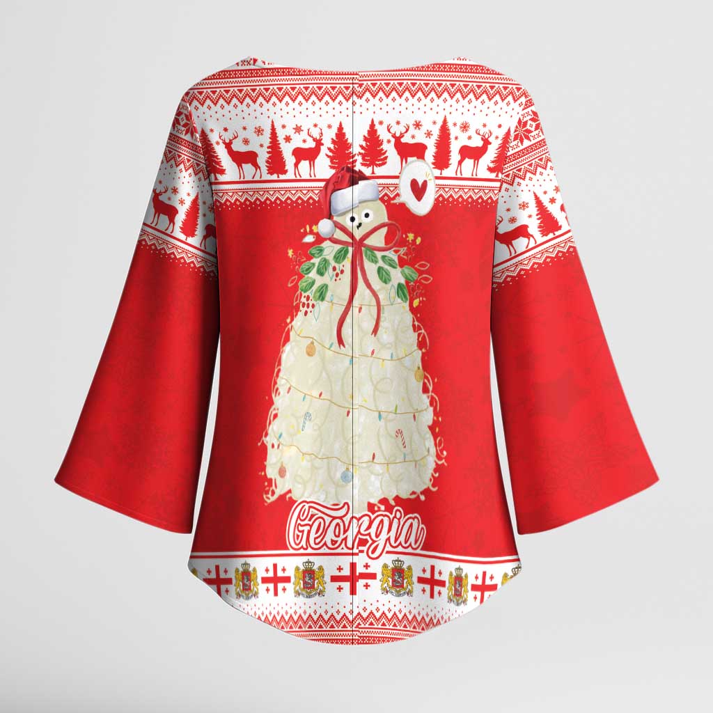 Georgia Christmas Chichilaki Kimono Sleeve Blouse Celebrate Georgian Tradition - Wonder Print Shop