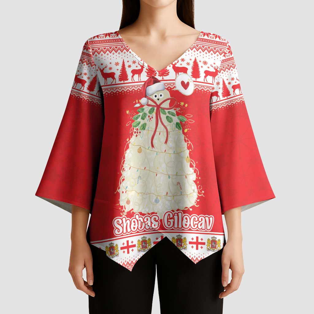 Georgia Christmas Chichilaki Kimono Sleeve Blouse Celebrate Georgian Tradition - Wonder Print Shop