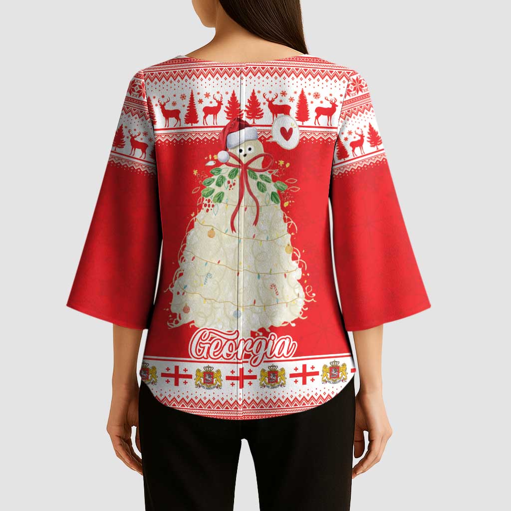 Georgia Christmas Chichilaki Kimono Sleeve Blouse Celebrate Georgian Tradition - Wonder Print Shop