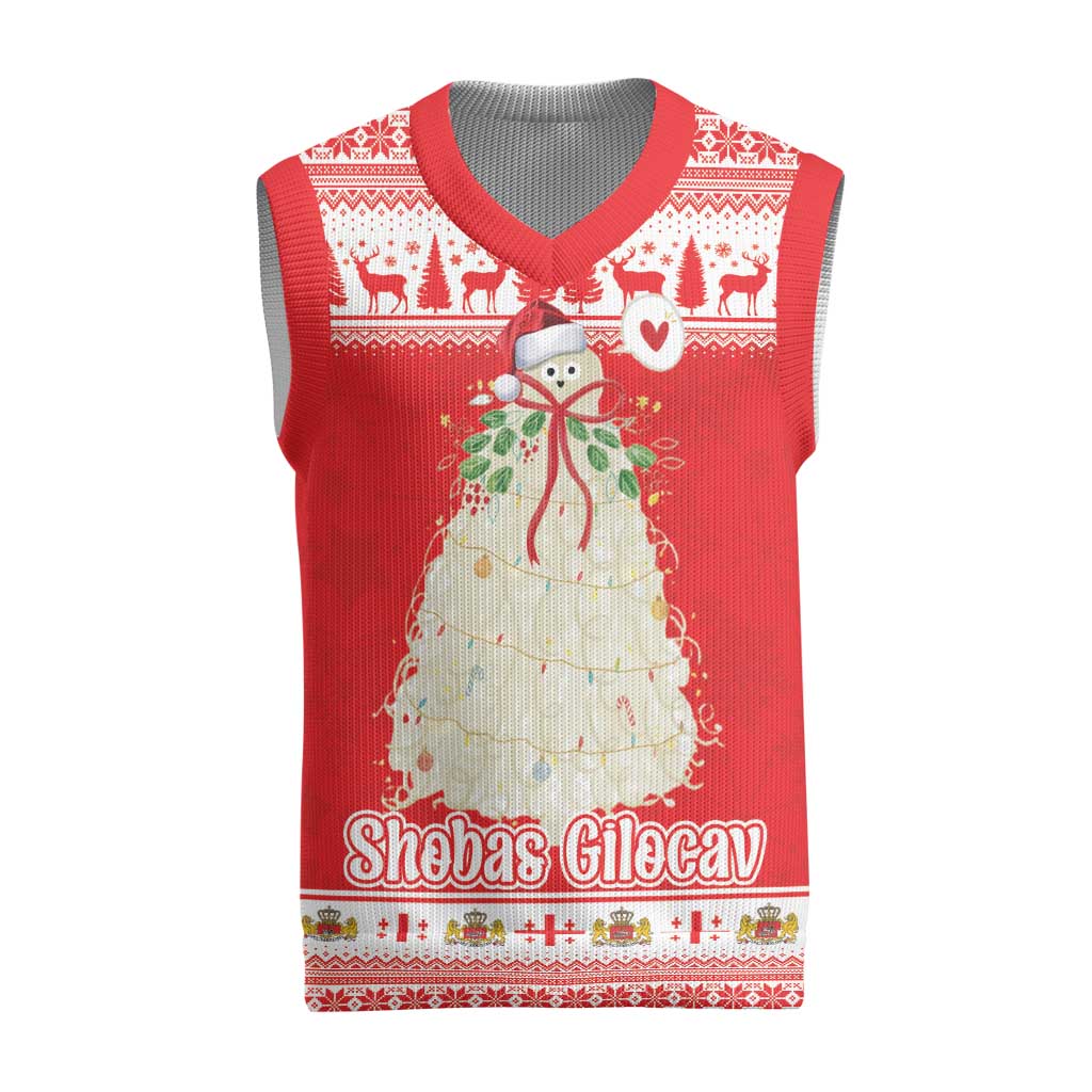 Georgia Christmas Chichilaki Christmas Knitted V-Neck Vest Celebrate Georgian Tradition - Wonder Print Shop