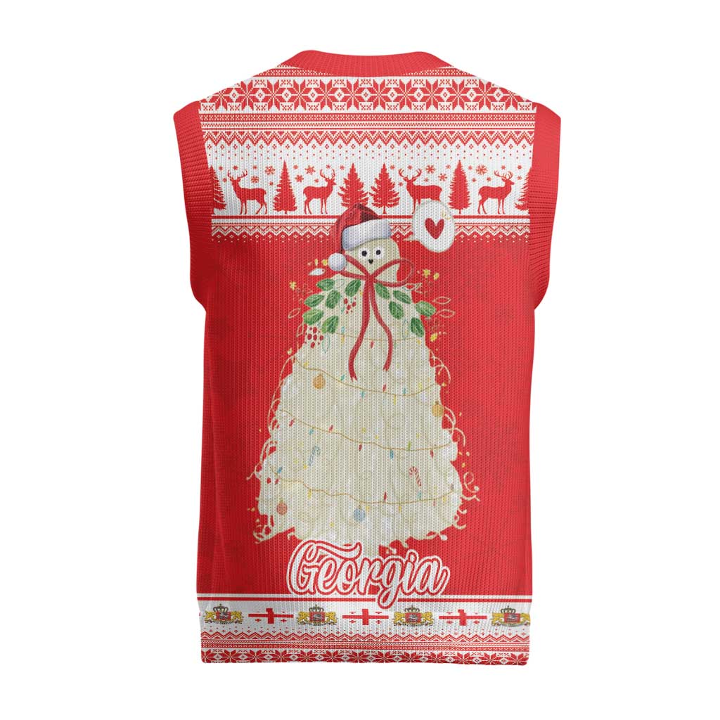 Georgia Christmas Chichilaki Christmas Knitted V-Neck Vest Celebrate Georgian Tradition - Wonder Print Shop