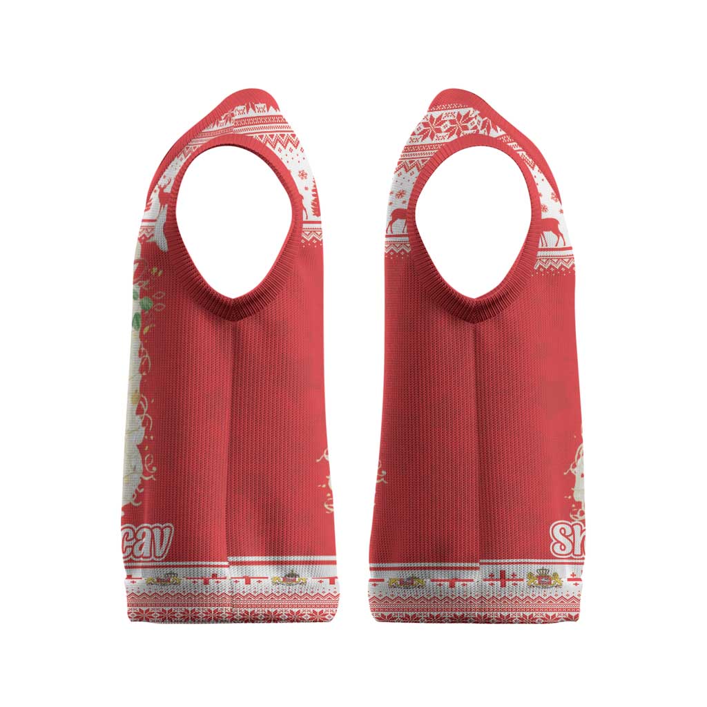 Georgia Christmas Chichilaki Christmas Knitted V-Neck Vest Celebrate Georgian Tradition - Wonder Print Shop