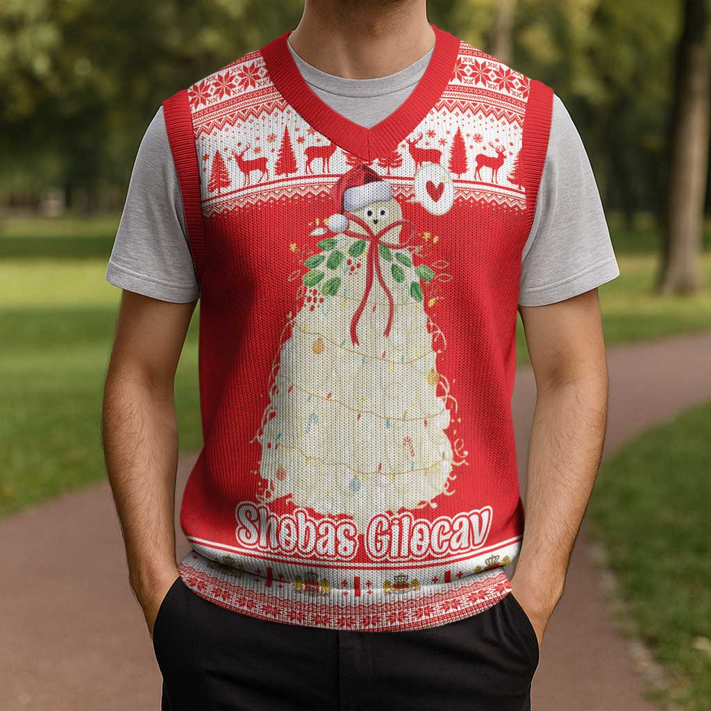 Georgia Christmas Chichilaki Christmas Knitted V-Neck Vest Celebrate Georgian Tradition - Wonder Print Shop