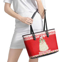 Georgia Christmas Chichilaki Leather Tote Bag Celebrate Georgian Tradition - Wonder Print Shop