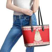 Georgia Christmas Chichilaki Leather Tote Bag Celebrate Georgian Tradition - Wonder Print Shop