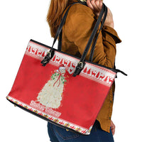 Georgia Christmas Chichilaki Leather Tote Bag Celebrate Georgian Tradition - Wonder Print Shop