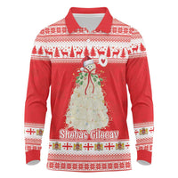Georgia Christmas Chichilaki Long Sleeve Polo Shirt Celebrate Georgian Tradition - Wonder Print Shop
