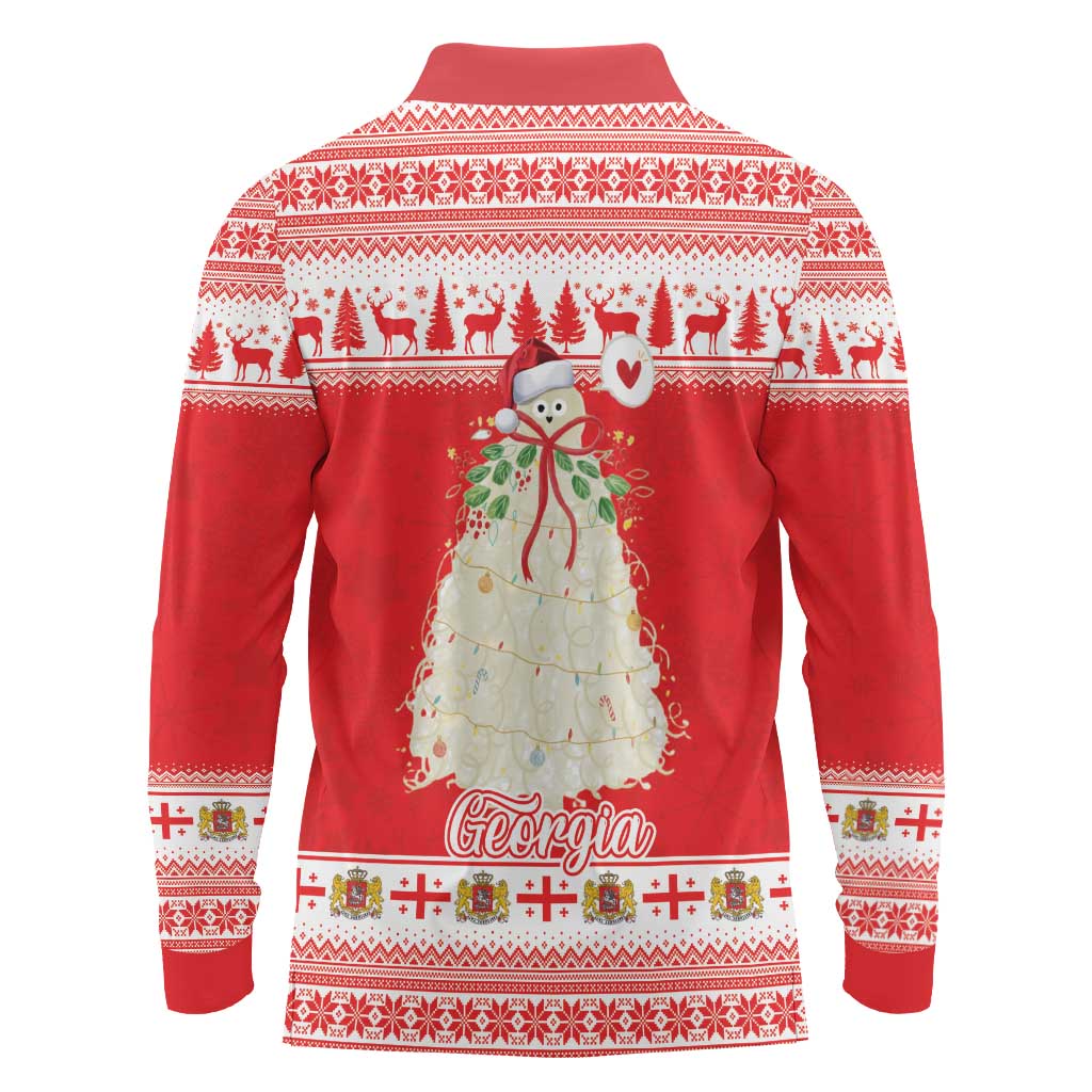 Georgia Christmas Chichilaki Long Sleeve Polo Shirt Celebrate Georgian Tradition - Wonder Print Shop