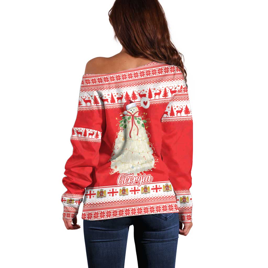 Georgia Christmas Chichilaki Off Shoulder Sweater Celebrate Georgian Tradition - Wonder Print Shop
