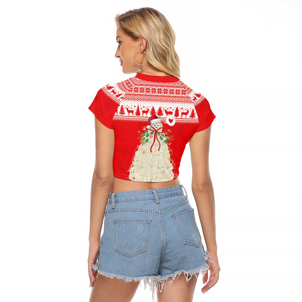 Georgia Christmas Chichilaki Raglan Cropped T Shirt Celebrate Georgian Tradition - Wonder Print Shop