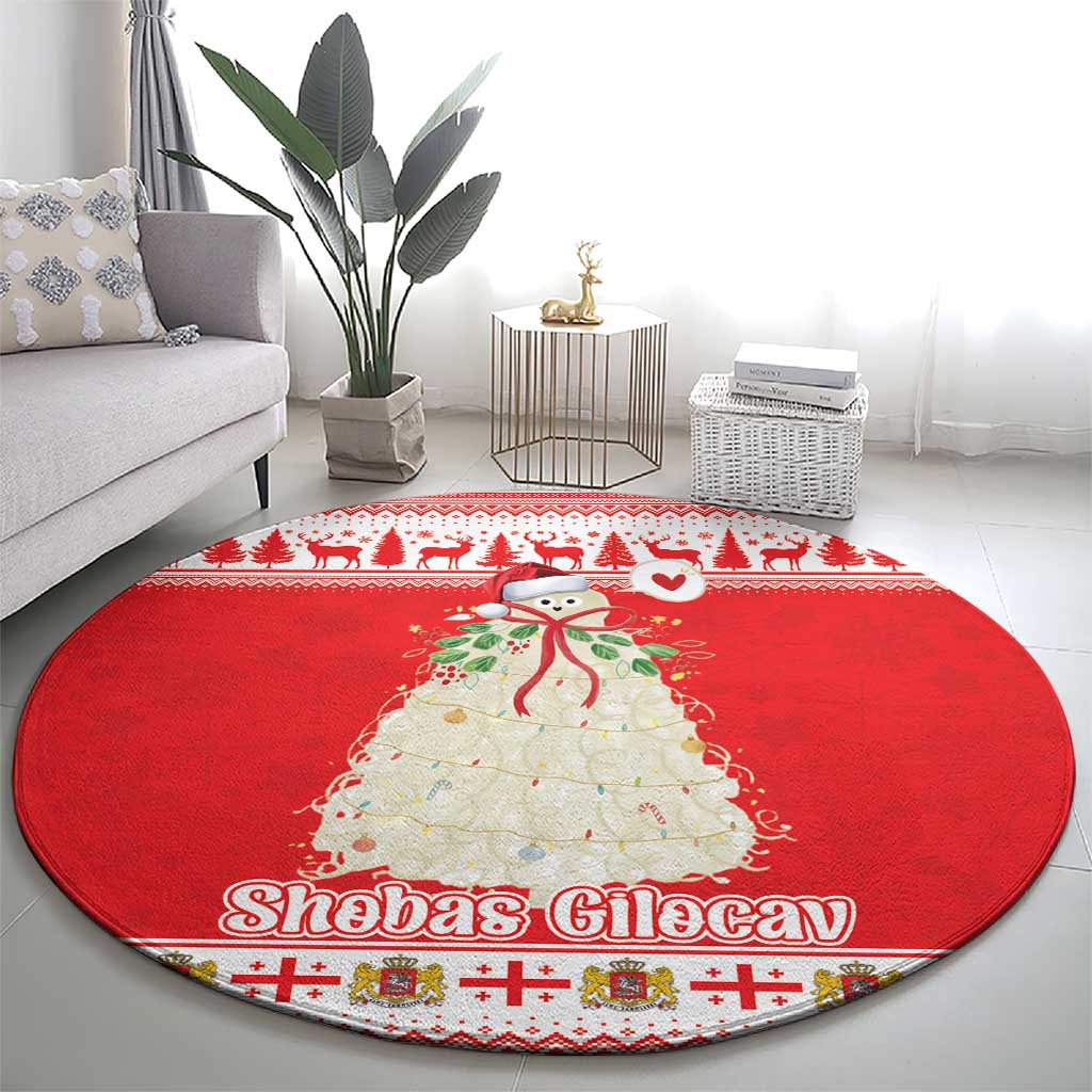 Georgia Christmas Chichilaki Round Carpet Celebrate Georgian Tradition - Wonder Print Shop