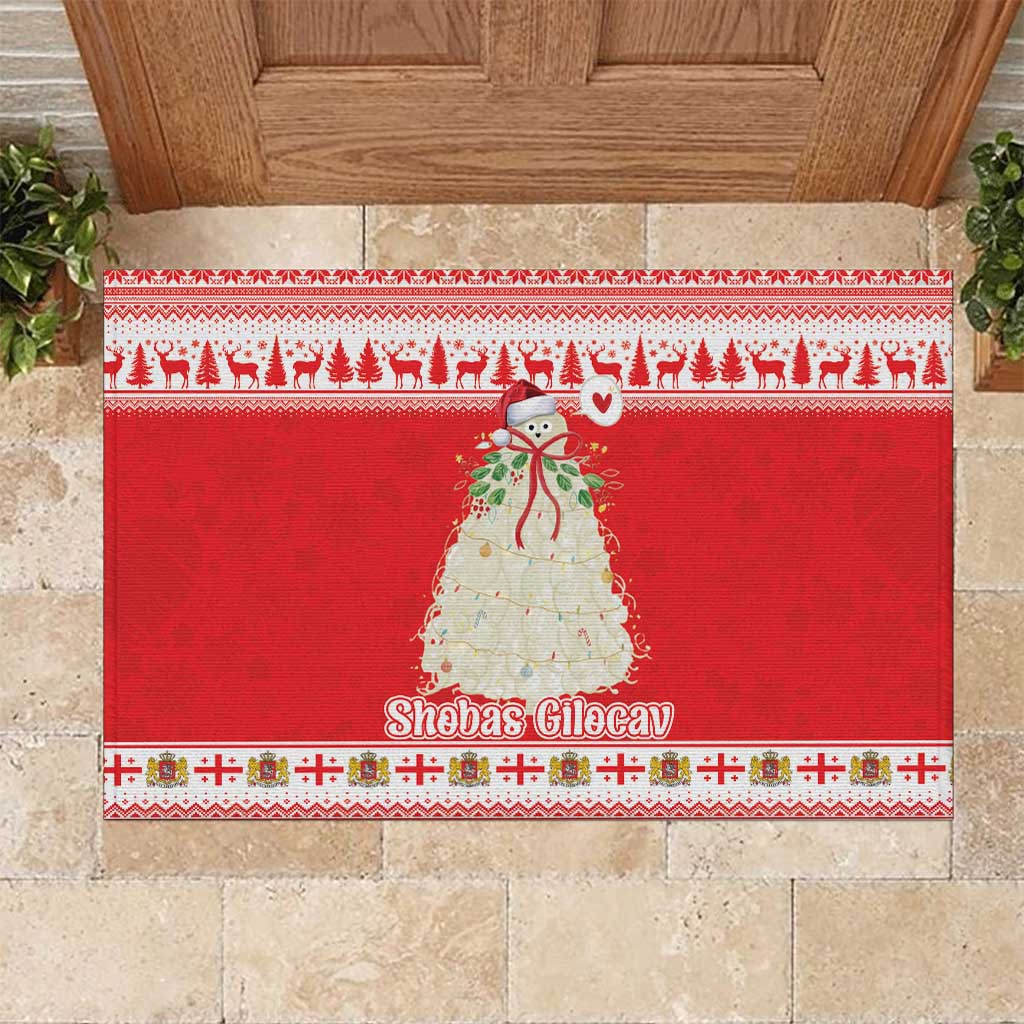 Georgia Christmas Chichilaki Rubber Doormat Celebrate Georgian Tradition - Wonder Print Shop