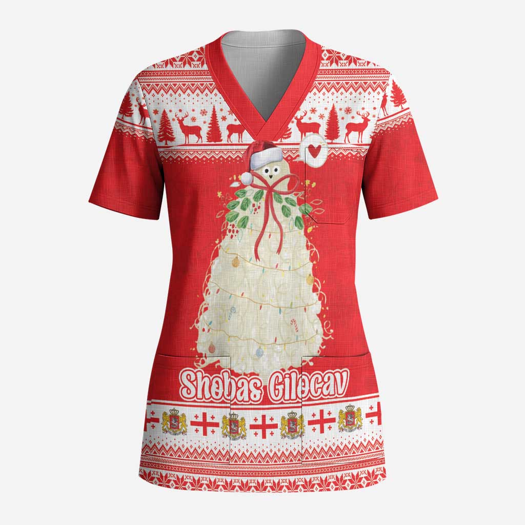 Georgia Christmas Chichilaki Scrub Top Celebrate Georgian Tradition - Wonder Print Shop