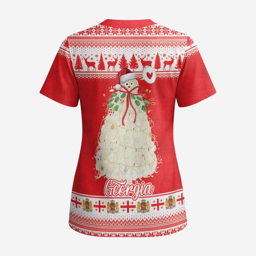 Georgia Christmas Chichilaki Scrub Top Celebrate Georgian Tradition - Wonder Print Shop