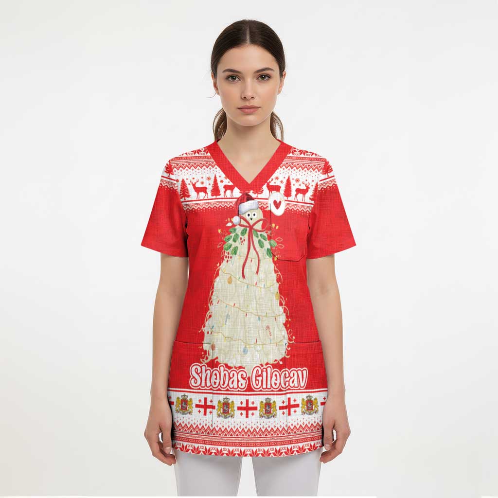 Georgia Christmas Chichilaki Scrub Top Celebrate Georgian Tradition - Wonder Print Shop
