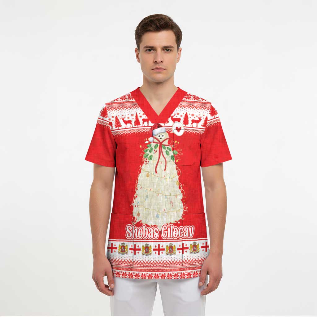 Georgia Christmas Chichilaki Scrub Top Celebrate Georgian Tradition - Wonder Print Shop