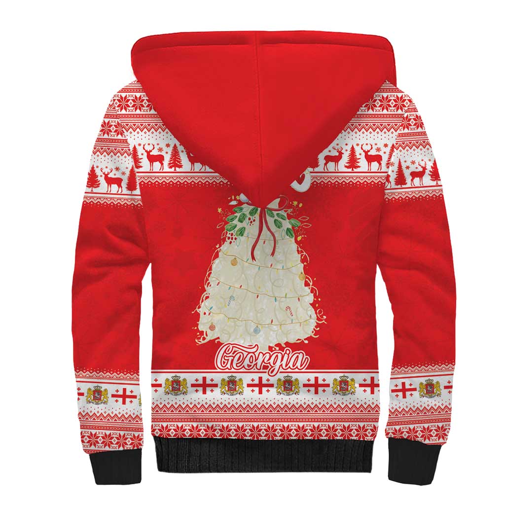 Georgia Christmas Chichilaki Sherpa Hoodie Celebrate Georgian Tradition - Wonder Print Shop