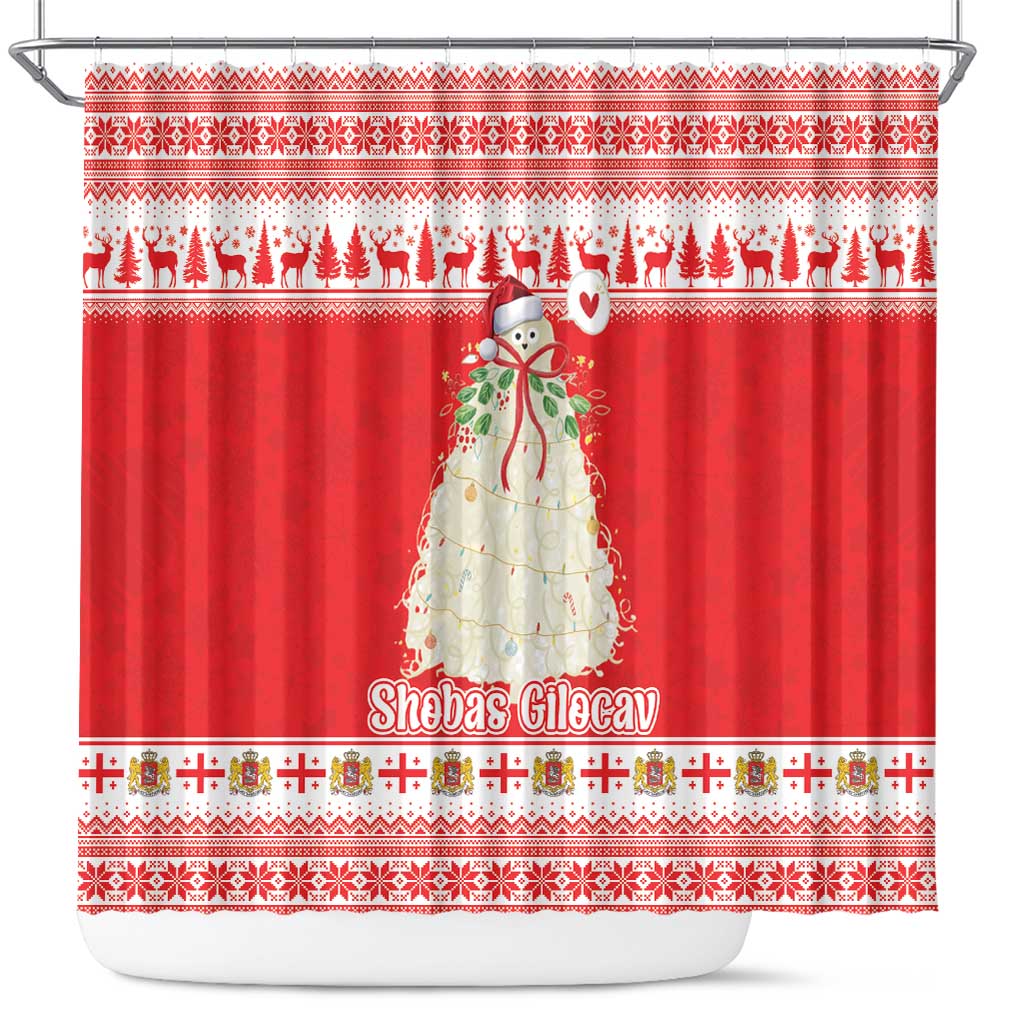 Georgia Christmas Chichilaki Shower Curtain Celebrate Georgian Tradition - Wonder Print Shop