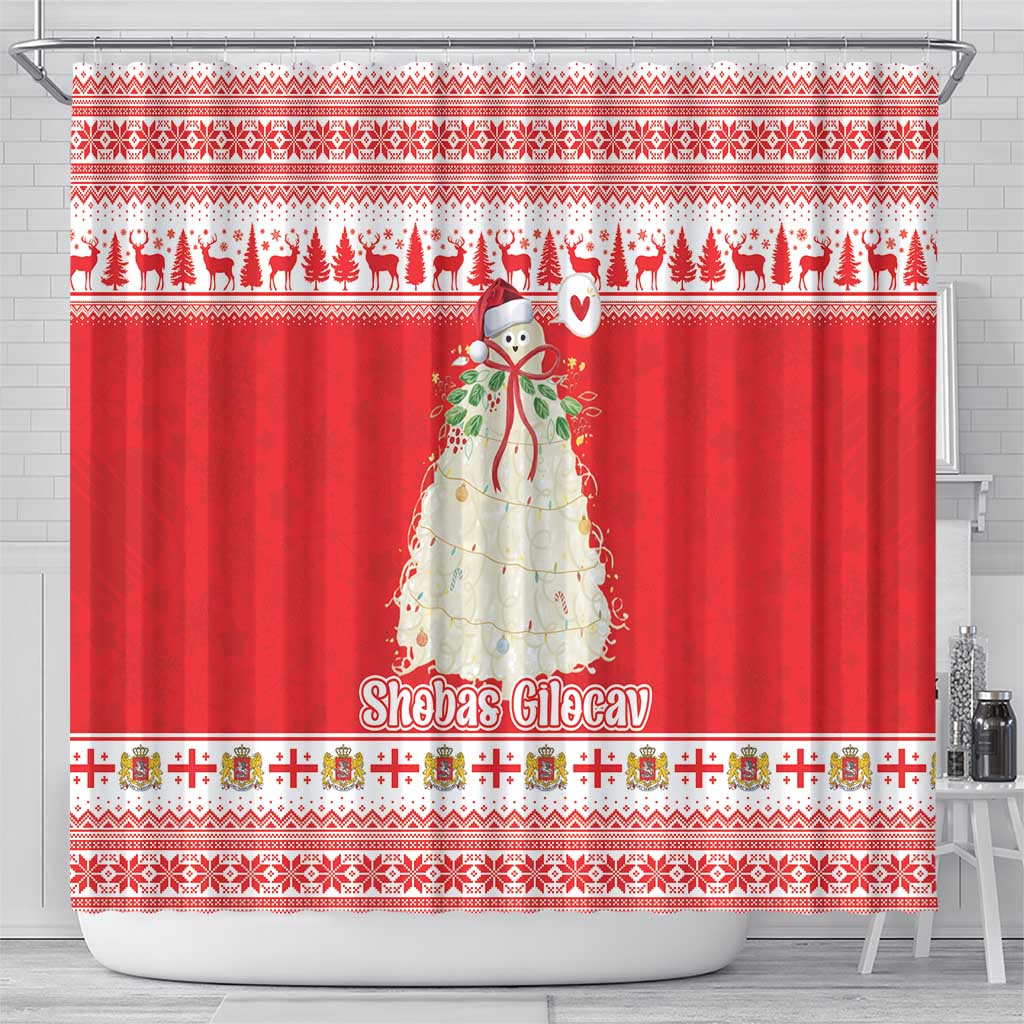 Georgia Christmas Chichilaki Shower Curtain Celebrate Georgian Tradition - Wonder Print Shop